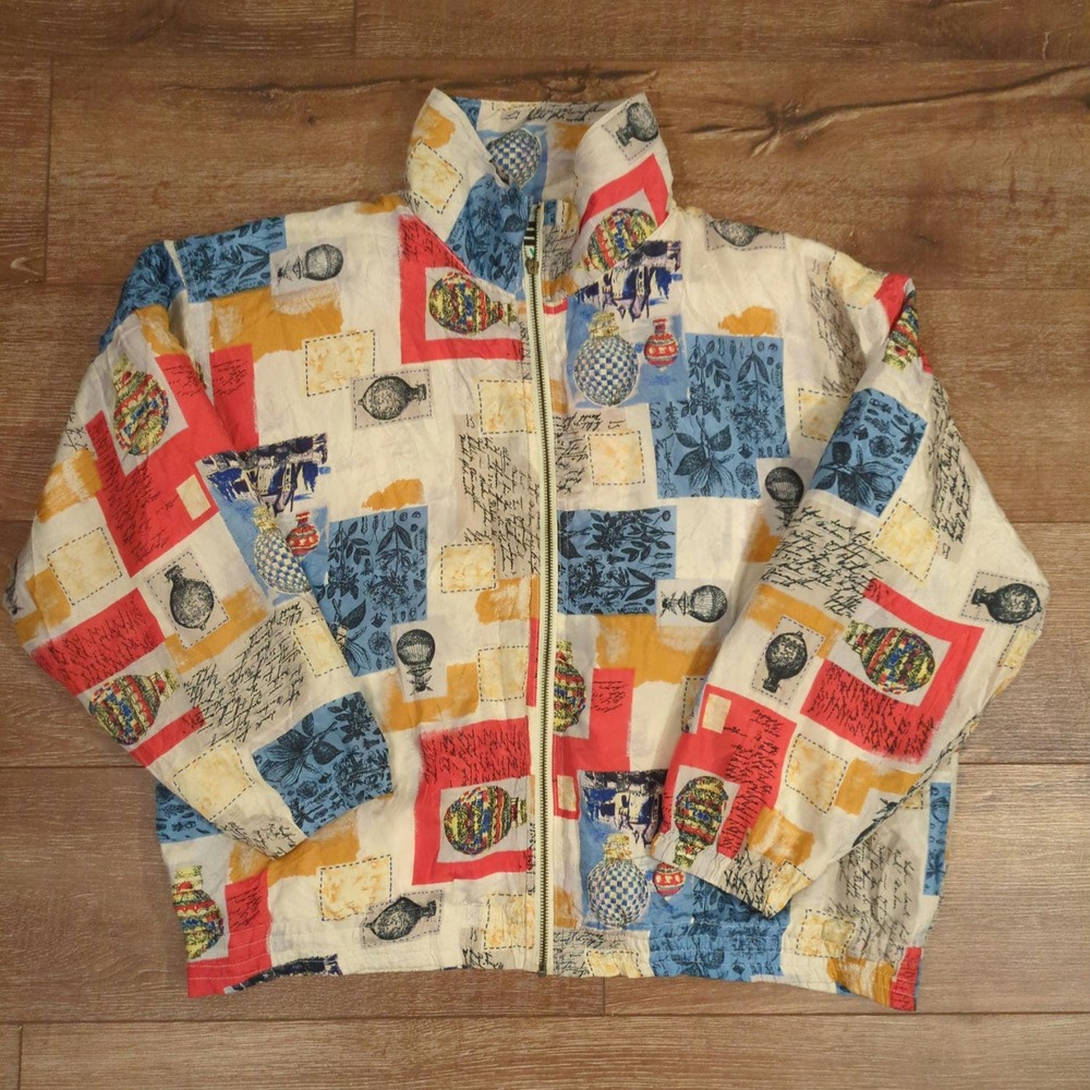 VTG EVR Size XL Air Balloon Full Zip Jacket - 100% Silk (Broken Zipper)